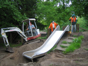 Arbeiten an der Rutsche